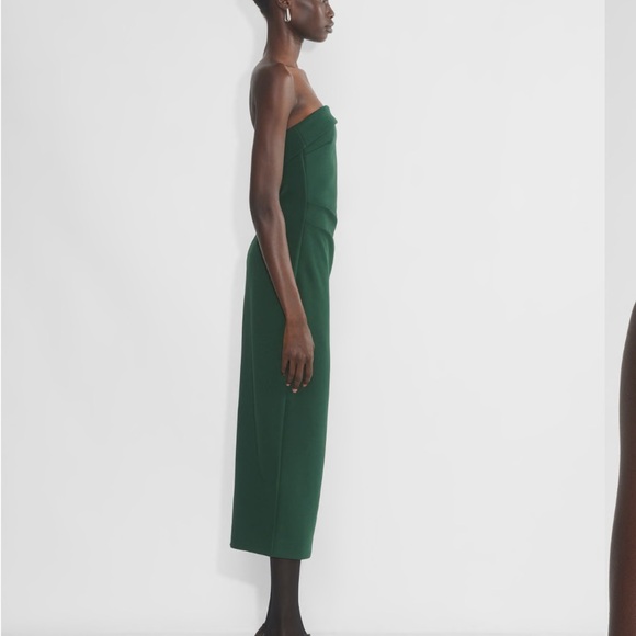 Aritzia Green Ribbed Strapless Sheath Dress - Picture 3 of 8